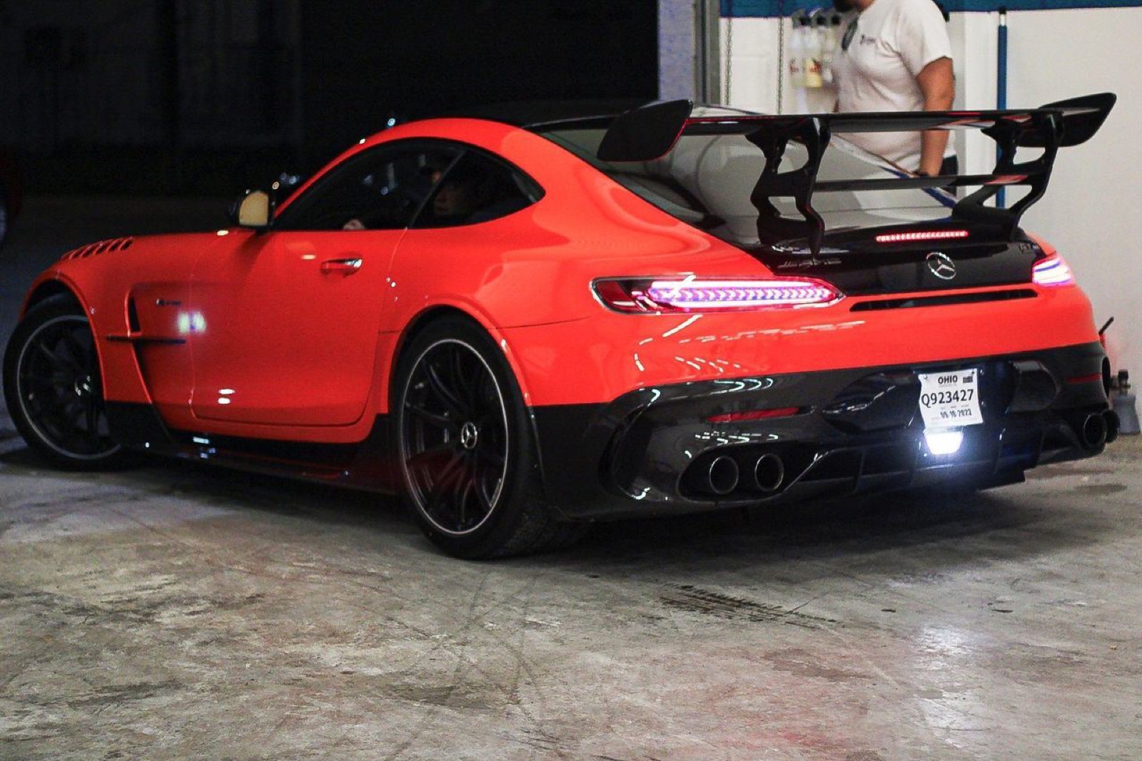 Ceramic coating gloss on a red AMG GT